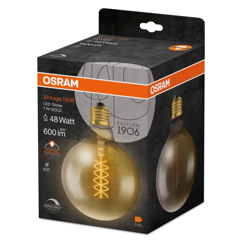 OSRAM LED VINTAGE E27 Glühlampe Globe 125 GOLD dimmbar 4,8 wie 37W extra warmweißes gemütliches Licht